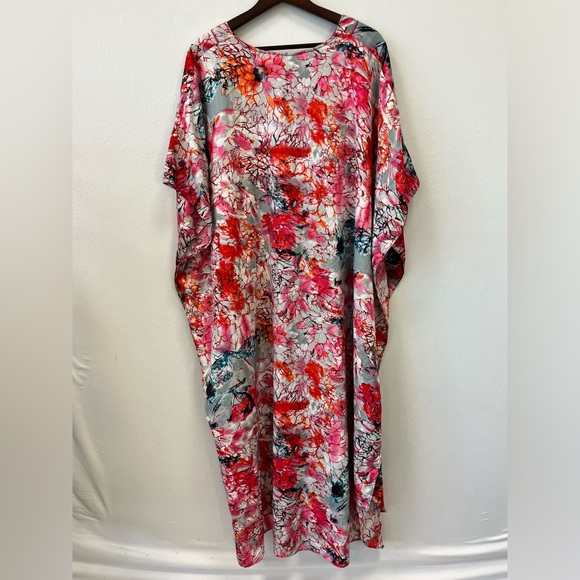 Vintage Winlar Floral Multicolor Kaftan Poncho Cover-Up Dress O/S‎ Boho Festival - Picture 4 of 8